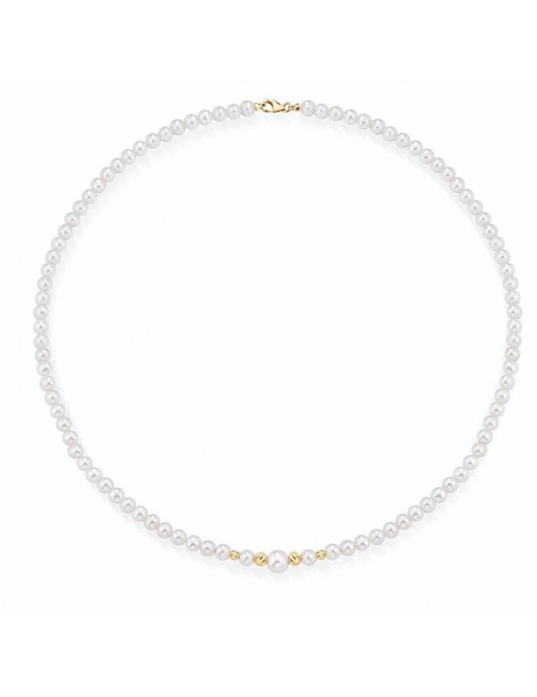 Lelune Necklace - Young with 4.5-5mm Freshwater Pearls and 18K Yellow Gold Spheres - 0