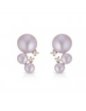 Coscia Earrings - in 18K Rose Gold with 3.5-7mm Pink Freshwater Pearls and Natural Diamonds - 0