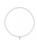 Coscia Necklace - 4.5-5 mm Pearl Thread with 18K White Gold Pendant and 0.20 ct Natural Diamonds - 0