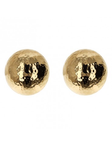 Etruscan Earrings - Itaca - Gold - Lobe-Hammered Sphere-WSET00841.YG