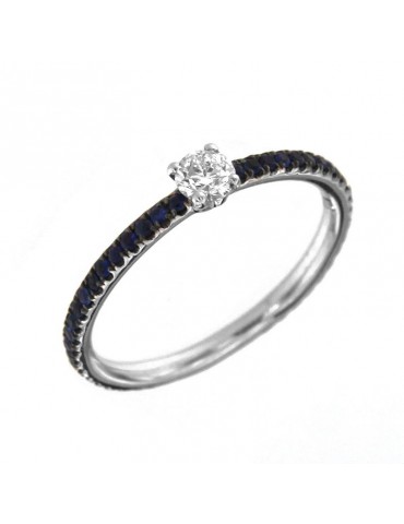Picca Veretta Ring with White Diamonds and Sapphires for Women - 0
