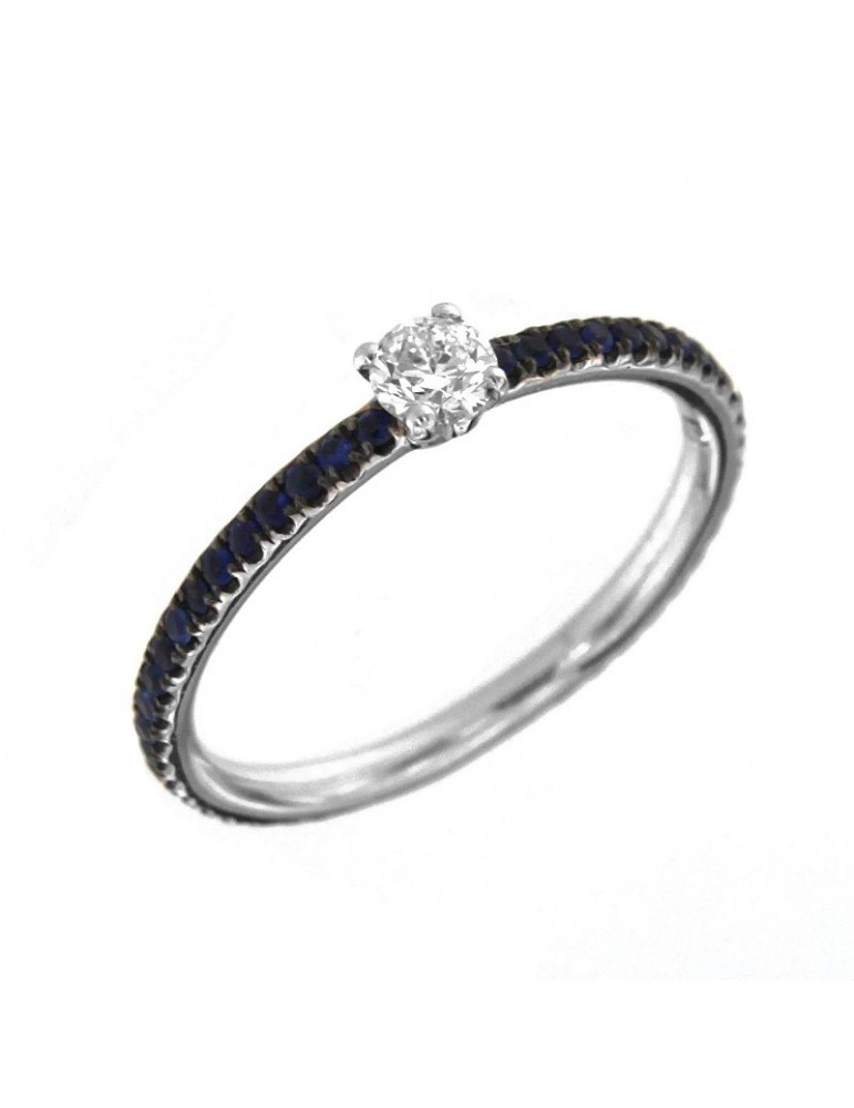 Anello Veretta Picca con Diamanti e Zaffiri da Donna - 0