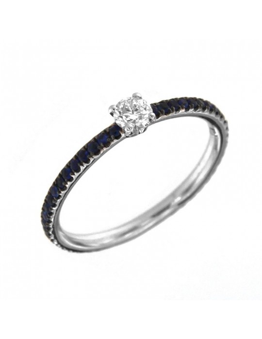 Picca Veretta Ring with White Diamonds and Sapphires for Women - 0