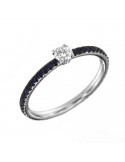 Picca Veretta Ring with White Diamonds and Sapphires for Women - 0
