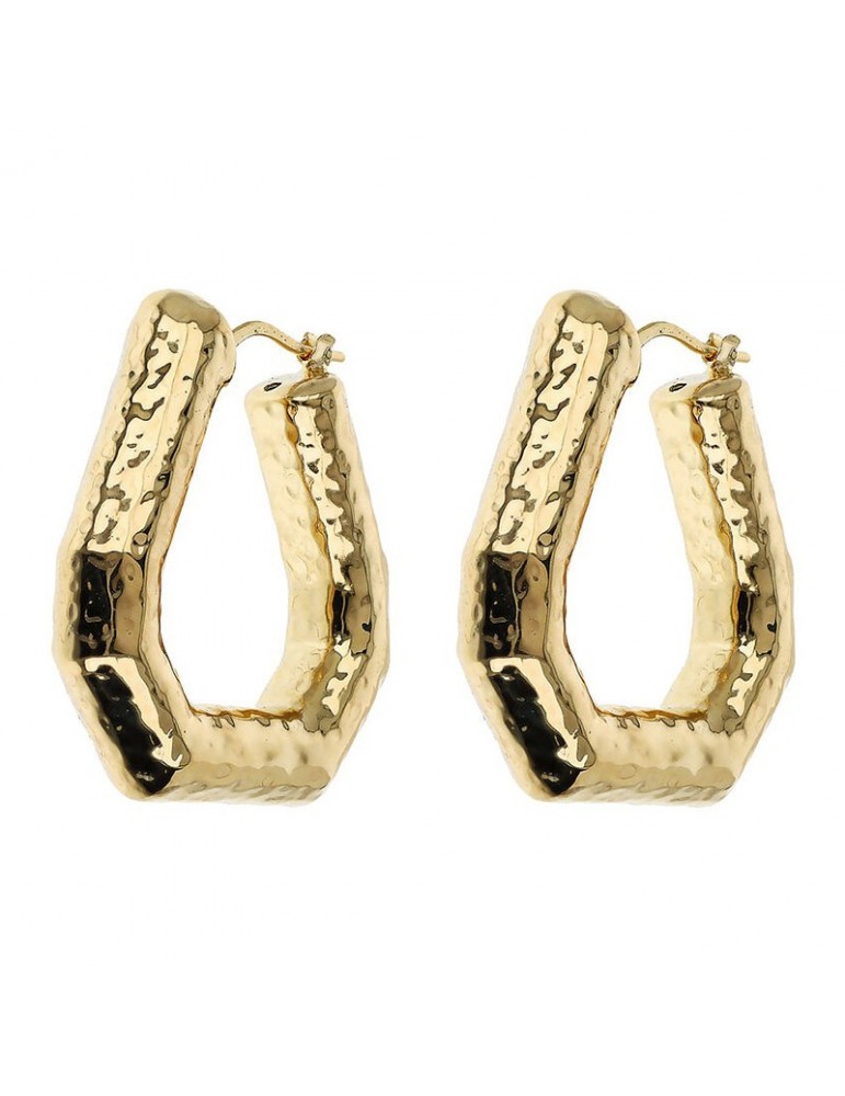 Etruscan Earrings - Itaca - Gold - Hammered Circle - WSET00842.YG