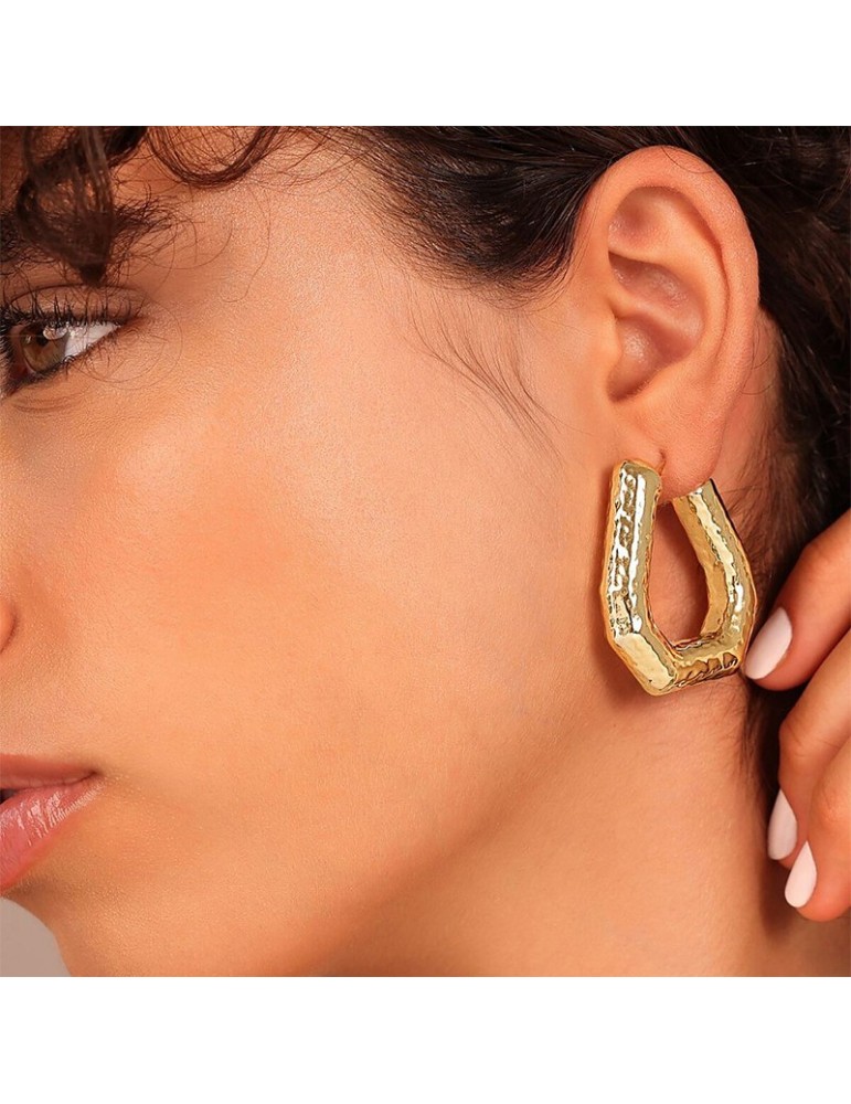 Etruscan Earrings - Itaca - Gold - Hammered Circle - WSET00842.YG