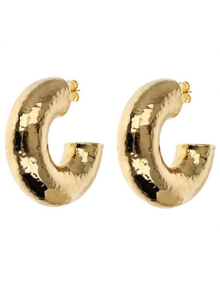 Etruscan Earrings - Itaca - Gold - Hammered Semicircle-WSET00846.YG