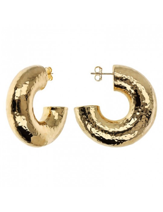Etruscan Earrings - Itaca - Gold - Hammered Semicircle-WSET00846.YG