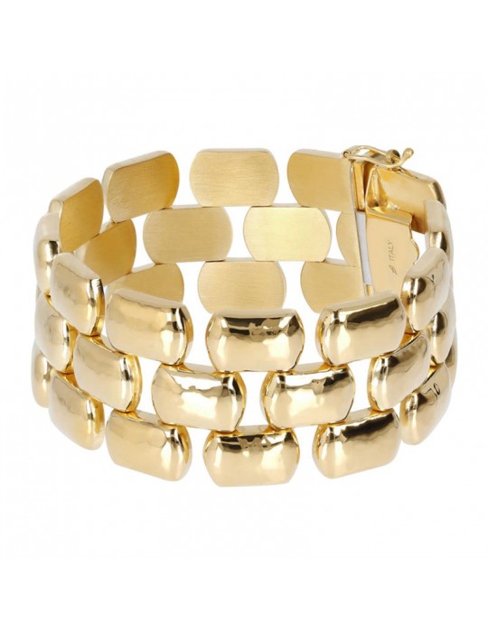 Etruscan Bracelet - Gold - Hammered Panther Link - WSET00376.YG Etruscan Bracelet - Gold - Hammered Panther Link - WSET00376.YG