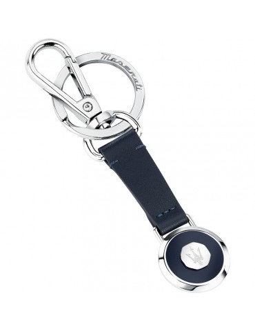 Maserati key ring - Keyrings -Leather-Blue Pendant-Steel -KMU5240102