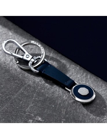 Maserati key ring - Keyrings -Leather-Blue Pendant-Steel -KMU5240102 2