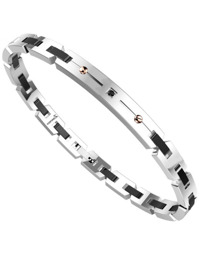 Zancan Bracelet - Hi-Teck - 316L Steel - Black Zircon - EHB311