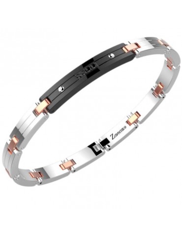 Bracciale Zancan - Maglie Rose Gold - Targa Centrale Nera - EHB316