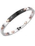 Zancan Bracelet - Rose Gold Links - Black Central Plate - EHB316