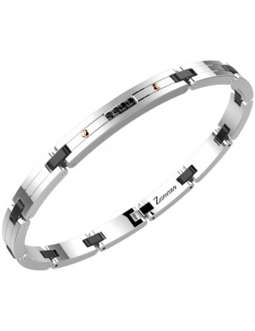 Zancan Bracelet - Hi-Teck - Black PVD Joints - Black Spinels -EHB317