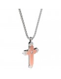Zancan Necklace - Hi-Teck - Rose Gold Cross - White Zircon - EHC214