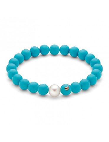 Miluna Bracelet - Earth and Sea with Turquoise Cluster and Pearl 8.5-9 mm - 0