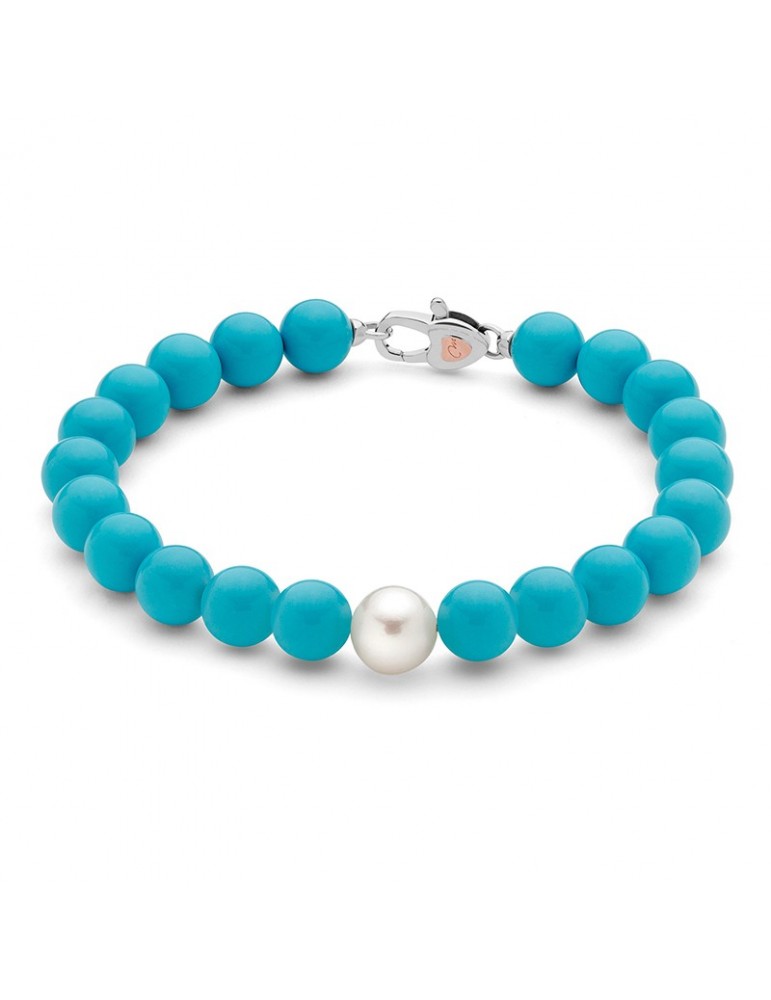 Miluna Bracelet - Earth and Sea with Turquoise Cluster and Pearl 8.5-9 mm - 0