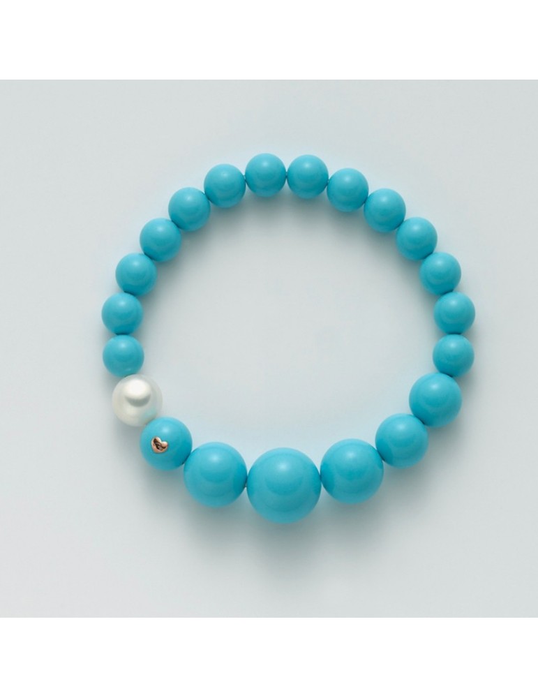 Miluna Bracelet - Earth and Sea with Turquoise Agglomerate and Pearl 9.5-10 mm - 0