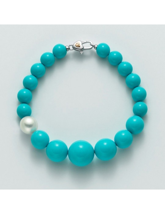 Bracciale Miluna - Terra e Mare con Agglomerato Turchese e Perla 9,5-10 mm - PBR1797V