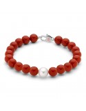 Bracciale Miluna - Terra e Mare con Agglomerato Corallo Rosso e Perla 8,5-9 mm - PBR1799V