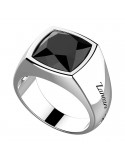 Zancan Ring-Chevalier-316L Steel-Faceted Black Onyx-ESA005-20