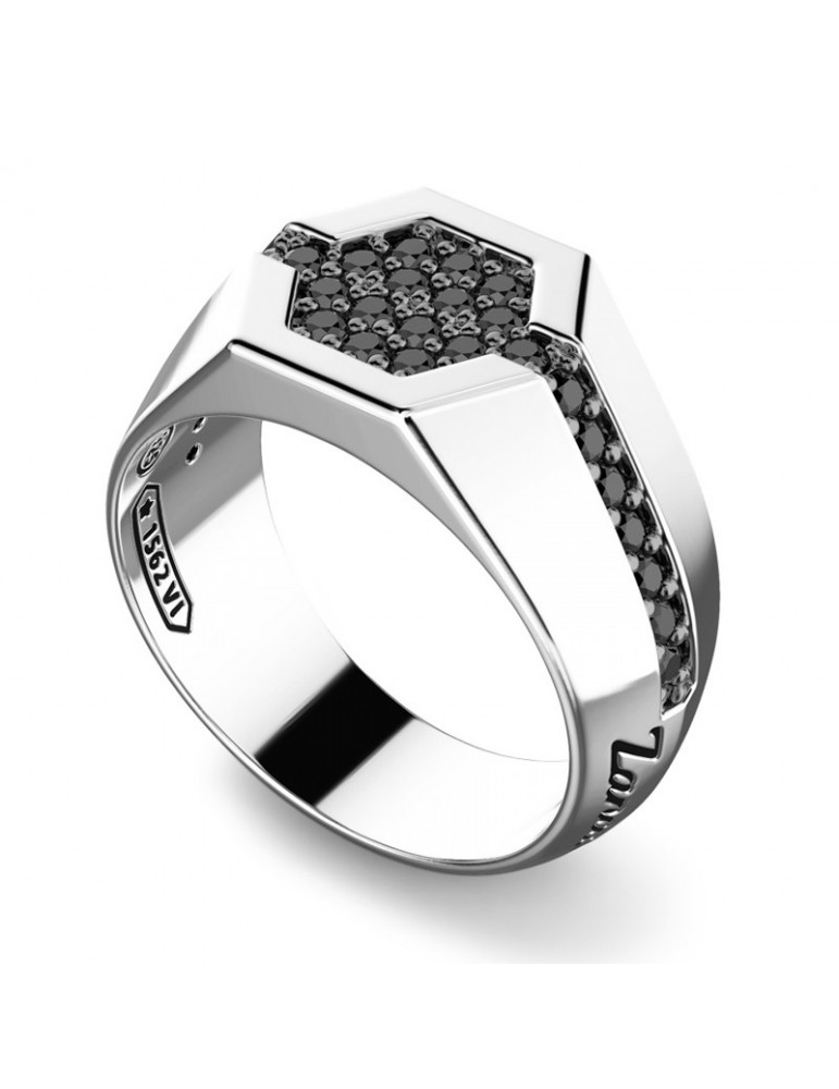 Zancan Ring - Cosmopolitan - Steel - Black Spinels - ESA024-23