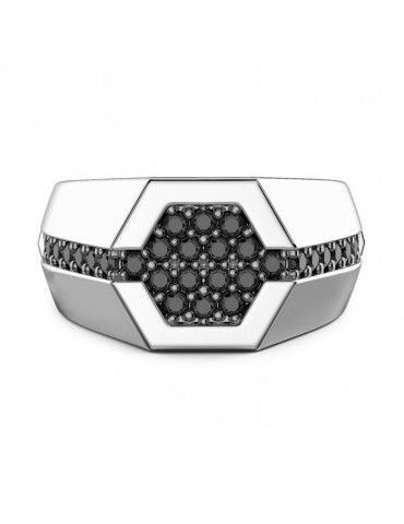 Zancan Ring - Cosmopolitan - Steel - Black Spinels - ESA024-23 2