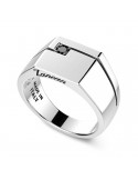 Zancan Ring - Insignia 925-Geometric Lines-Black Spinel-ESA053-21