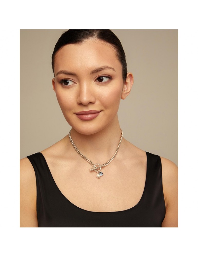 Uno de 50 Necklace - Charismatic - Choker - Blue Crystal - COL1855BPLMTL0U