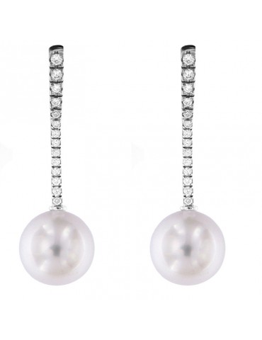 Coscia Pearl's Earrings - Australian South Sea in White Gold with Diamonds - 0