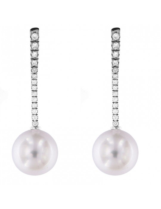 Coscia Pearl's Earrings - Australian South Sea in White Gold with Diamonds - 0