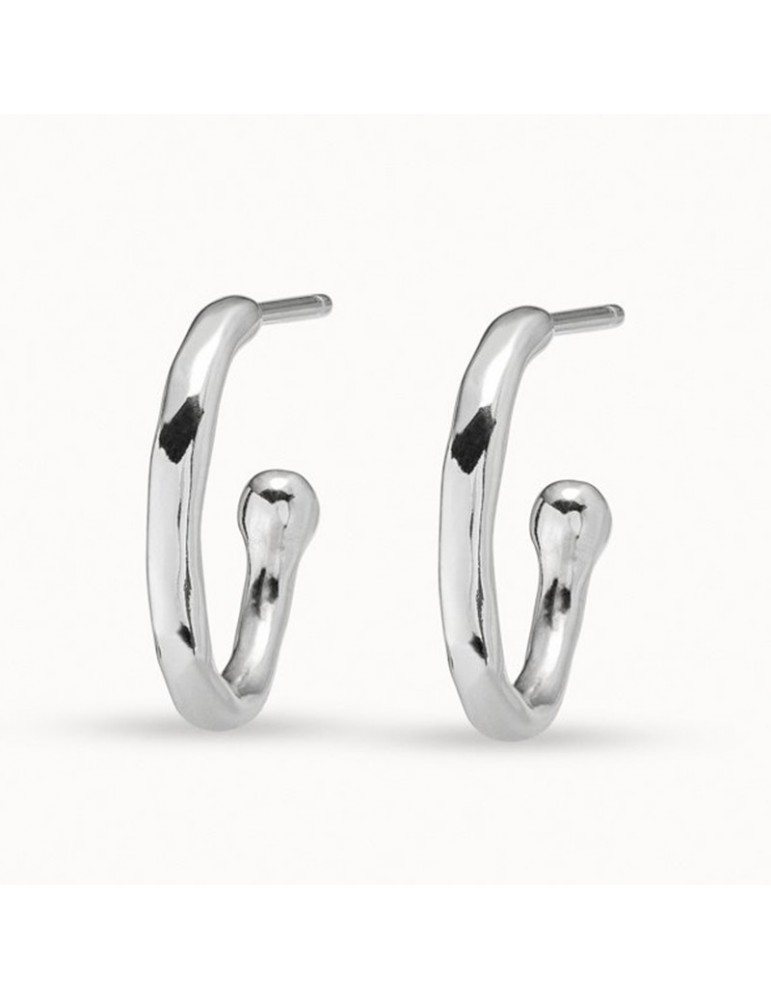 Uno de 50 Earrings - Silver - Irregular Hoop - PEN0700MTL0000U