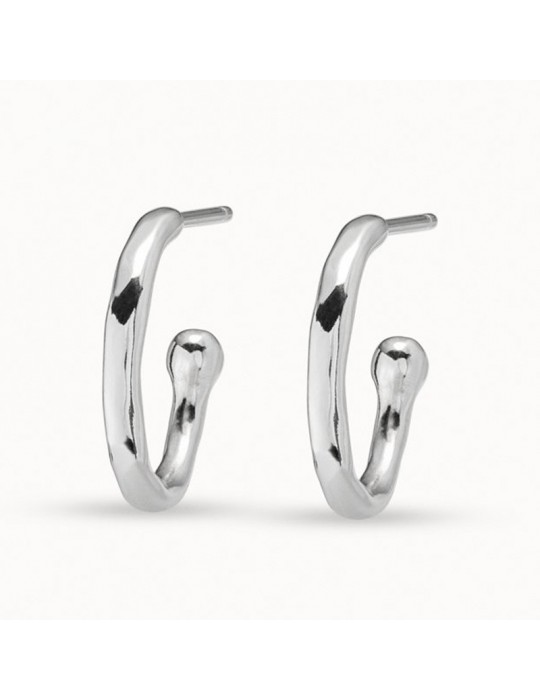 Uno de 50 Earrings - Silver - Irregular Hoop - PEN0700MTL0000U