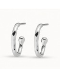 Uno de 50 Earrings - Silver - Irregular Hoop - PEN0700MTL0000U