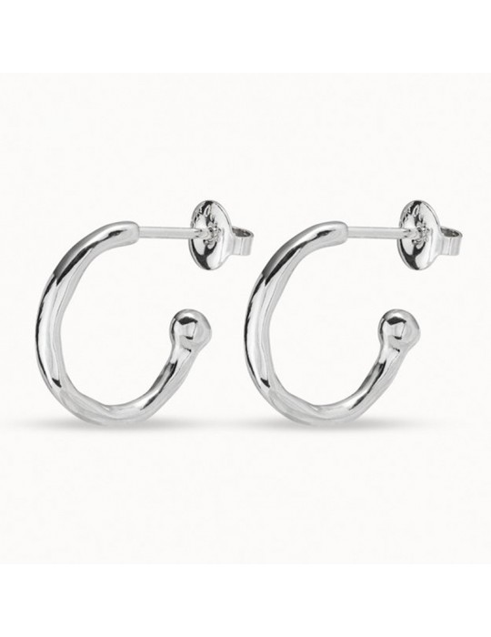 Uno de 50 Earrings - Silver - Irregular Hoop - PEN0700MTL0000U