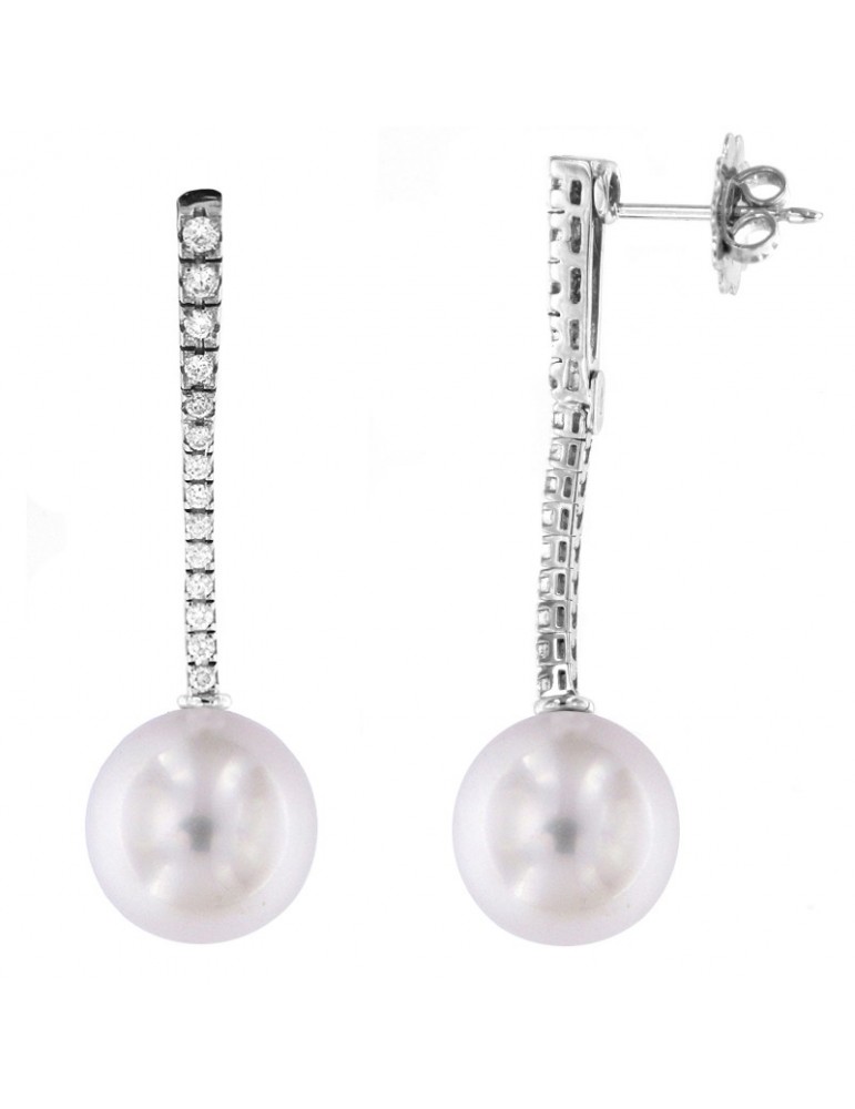 Coscia Pearl's Earrings - Australian South Sea in White Gold with Diamonds - 0