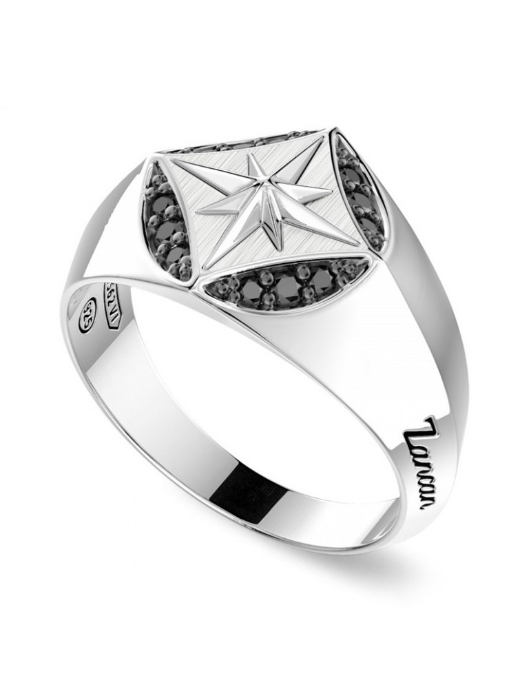 Zancan Ring - Insignia 925 - Compass Rose - Black Spinels - ESA055