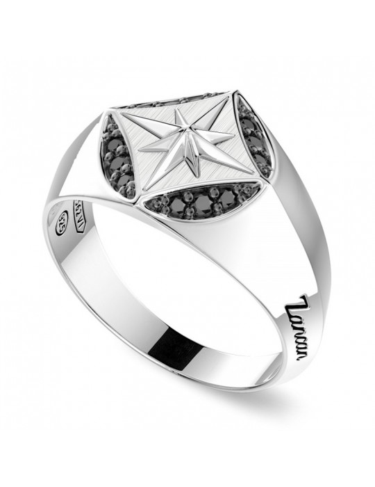 Zancan Ring - Insignia 925 - Compass Rose - Black Spinels - ESA055