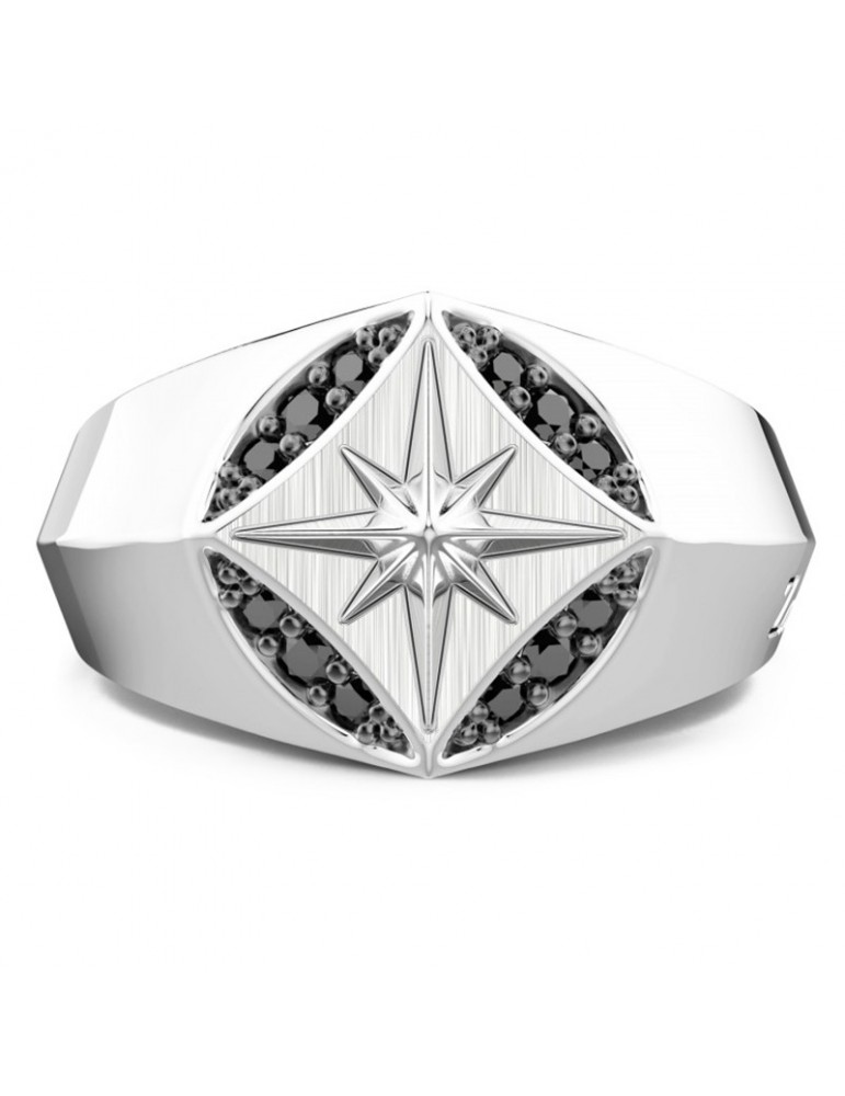 Zancan Ring - Insignia 925 - Compass Rose - Black Spinels - ESA055