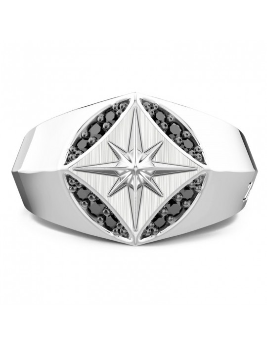 Zancan Ring - Insignia 925 - Compass Rose - Black Spinels - ESA055