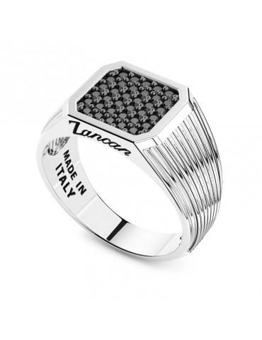 Zancan Ring - Chevalier - 925% Silver - Black Spinels - ESA061