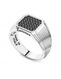 Zancan Ring - Chevalier - 925% Silver - Black Spinels - ESA061