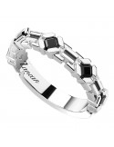 Zancan Ring - 925% Silver - Black Spinels - Size 20 - ESA092NE-20