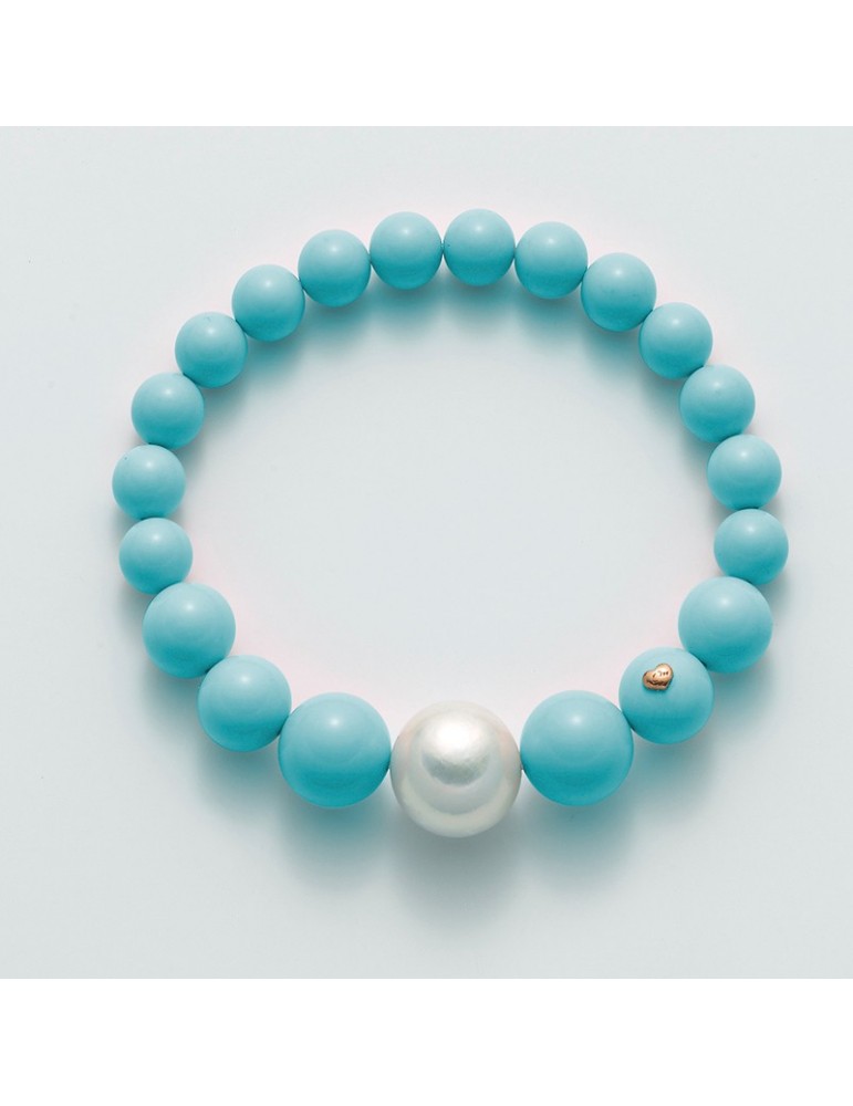 Miluna Bracelet - Earth and Sea with Turquoise Cluster and Pearl 11-15 mm - 0