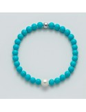 Bracciale Miluna - Terra e Mare con Agglomerato Turchese e Perla 7,5-8 mm - 0