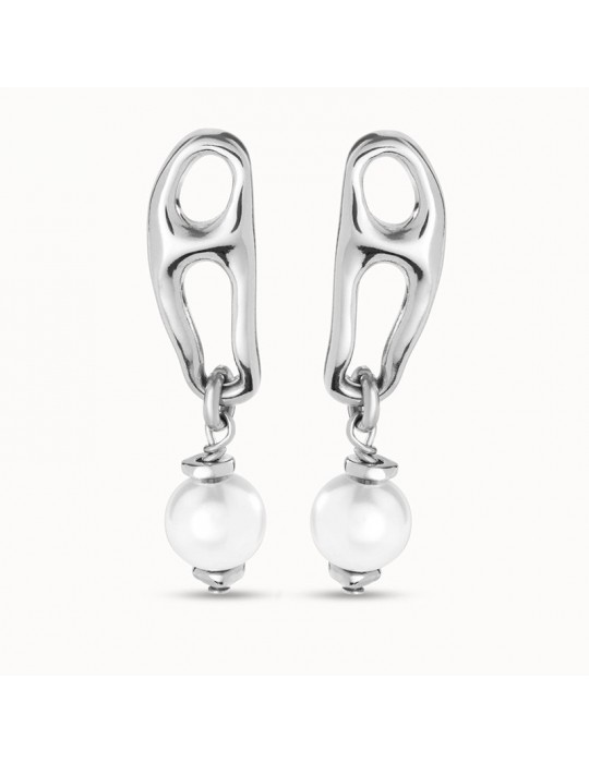 Uno de 50 Earrings - Joyful - Silver - Mesh - Pearl-PEN0918BPLMTL0U