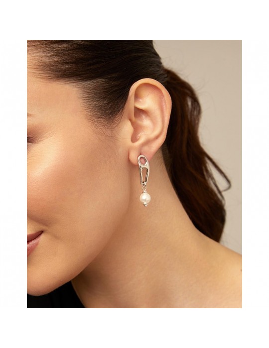 Uno de 50 Earrings - Joyful - Silver - Mesh - Pearl-PEN0918BPLMTL0U