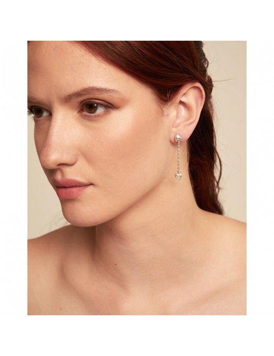 Uno de 50 earrings - Be Loved -Silver-Chain-Hearts-PEN0935MTL0000U