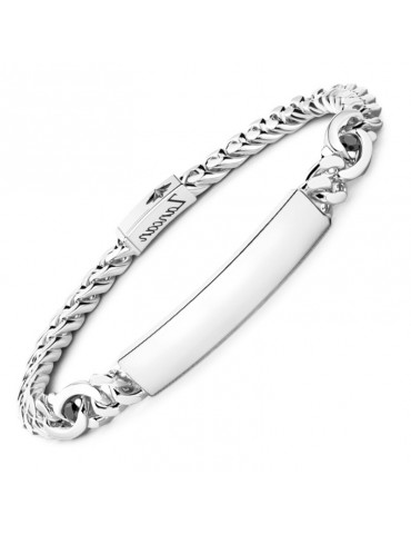 Bracciale Zancan - Catena Groumette - Silver - Pietre Nere - ESB285N